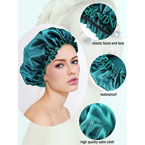6 Pieces Sleep Cap Satin Bonnet Sleeping Hat Soft Elastic Night Hair Cover fo...