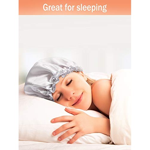 6 Pieces Sleep Cap Satin Bonnet Sleeping Hat Soft Elastic Night Hair Cover fo...