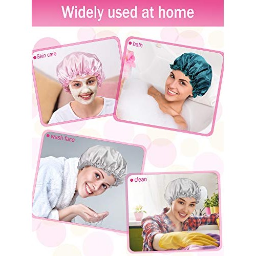 6 Pieces Sleep Cap Satin Bonnet Sleeping Hat Soft Elastic Night Hair Cover fo...