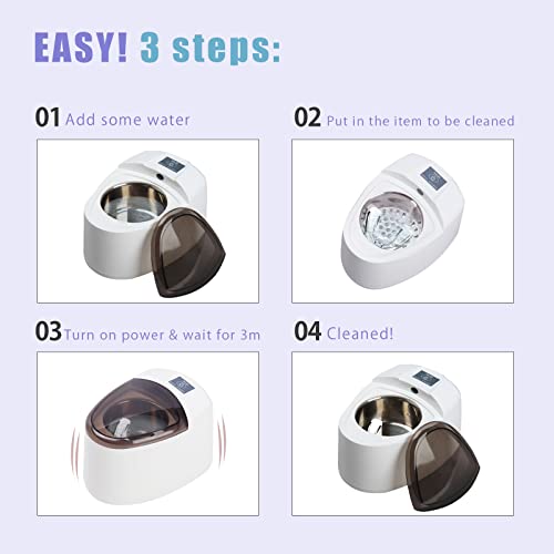 Portable Ultrasonic Cleaner Denture/Aligner/Retainer Cleaner for All Dental A...