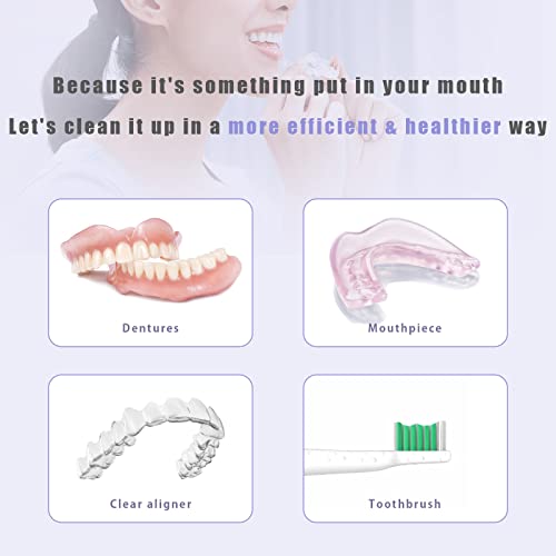 Portable Ultrasonic Cleaner Denture/Aligner/Retainer Cleaner for All Dental A...