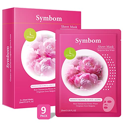 Collagen Face Mask Sheet, Moisturizing& Hydrating Facial Sheet Mask with Rose...