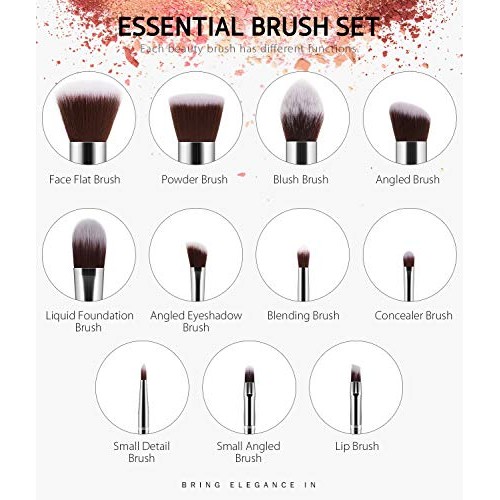 Syntus Makeup Brush Set, 11 Makeup Brushes & 4 Blender Sponges & 1 Brush Clea...