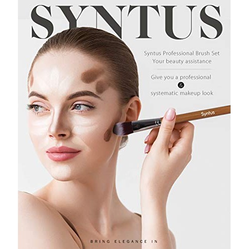 Syntus Makeup Brush Set, 11 Makeup Brushes & 4 Blender Sponges & 1 Brush Clea...