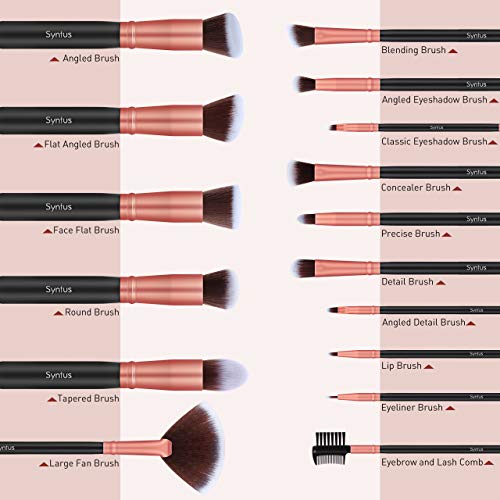 Syntus Makeup Brush Set 16 Makeup Brushes & 4 Blender Sponges & 1 Cleaning Pa...