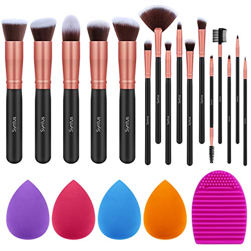 Syntus Makeup Brush Set 16 Makeup Brushes & 4 Blender Sponges & 1 Cleaning Pa...