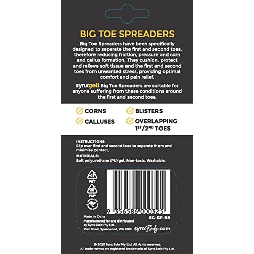 SYNXBODY SynxGeli Big Toe Gel Toe Separators - Toe Spacers for Bunions & Hamm...