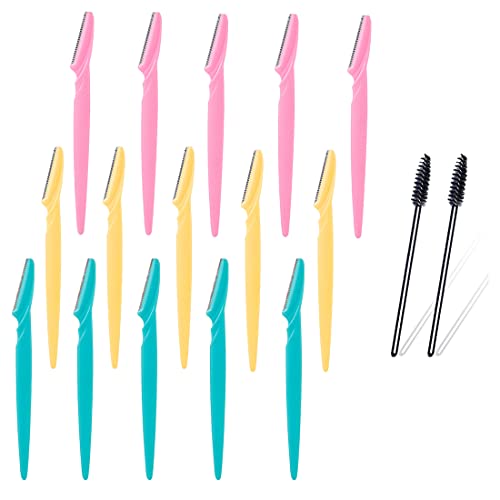 15 Pcs Eyebrow Razor Brushes Hair Remover Exfoliating Dermaplaning Tool Derma...