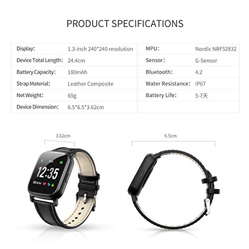 Sysmarts Sports Pedometer Smart Fitness Watch for Android and iOS Phones,Acti...