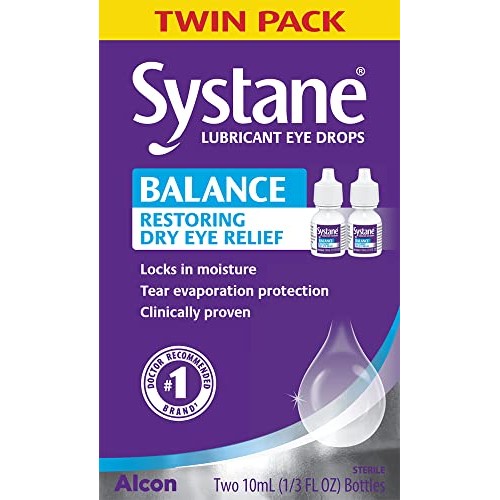 Systane Balance Lubricant Eye Drops, Restorative Formula, Twin pack, 0.33 Flu...
