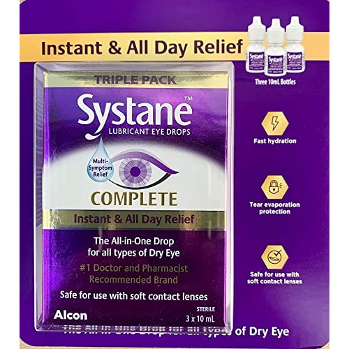 Systane Complete Lubricant Eye Drops, 3 x 10ml