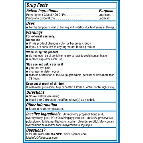 Systane Ultra Eye Drops Lubricant High Performance,Two 4ml bottles, 0.14 Fl. ...