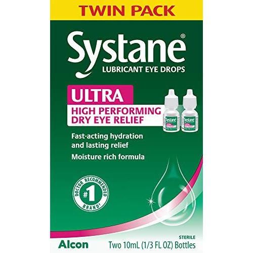 Systane Ultra Lubricant Eye Drops, Twin Pack, 10-mL Each,packaging may vary