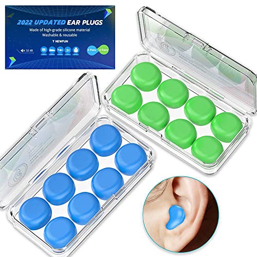 [Latest 2022] Ear Plugs for Sleeping Swimming, 8 Pair Reusable Silicone Molda...