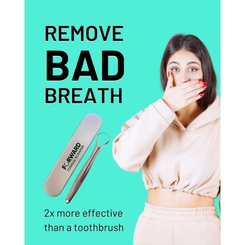 Medical grade stainless steel metal tongue scraper cleaner with ergonomic han...