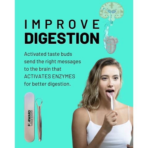 Medical grade stainless steel metal tongue scraper cleaner with ergonomic han...