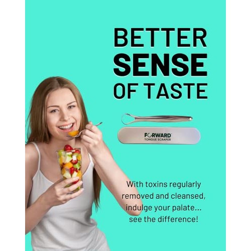 Medical grade stainless steel metal tongue scraper cleaner with ergonomic han...