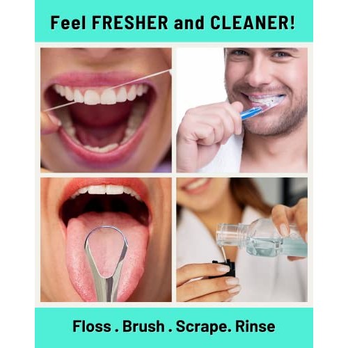Medical grade stainless steel metal tongue scraper cleaner with ergonomic han...
