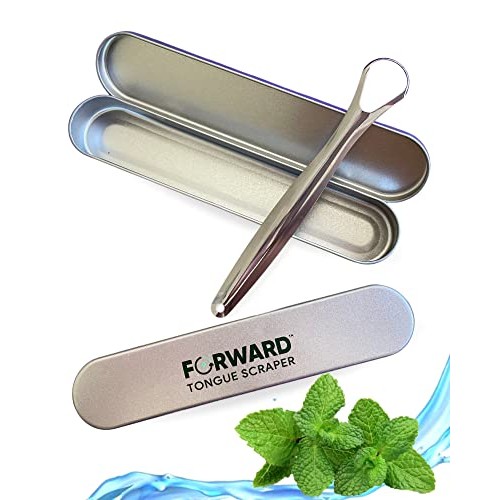 Medical grade stainless steel metal tongue scraper cleaner with ergonomic han...