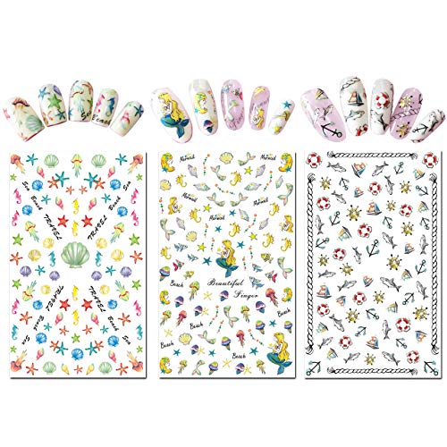 TailaiMei Summer Nail Decals Stickers, 1500+ Pcs Self-Adhesive Tips DIY Nail ...