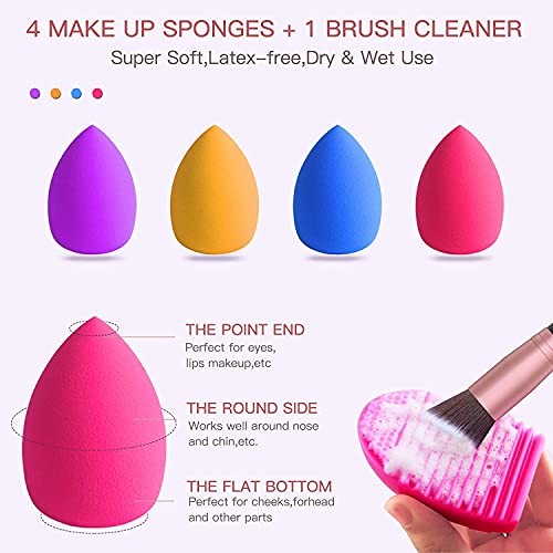 TEATTY Makeup Brushes 18 PCs Makeup Brush Set 2 PCS Silicone Face Mask Brush&...