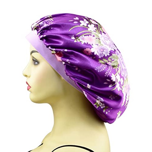 Satin Bonnet Sleep Caps for Women Curly Hair, Girls Wide Band Satin Bonnets N...