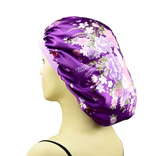 Satin Bonnet Sleep Caps for Women Curly Hair, Girls Wide Band Satin Bonnets N...