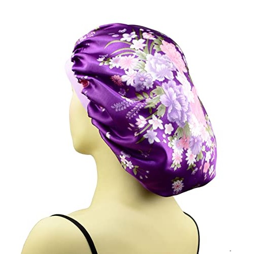 Satin Bonnet Sleep Caps for Women Curly Hair, Girls Wide Band Satin Bonnets N...