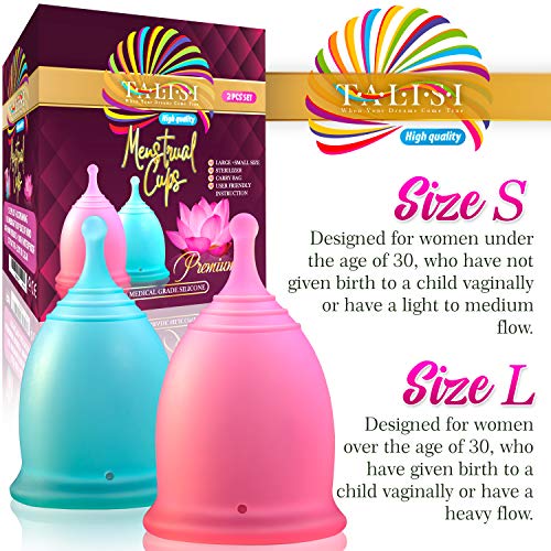 Talisi Menstrual Cups Set of 2 with Collapsible Silicone Foldable Sterilizing...