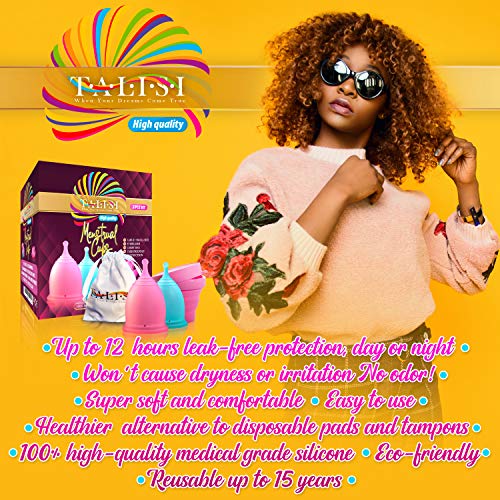 Talisi Menstrual Cups Set of 2 with Collapsible Silicone Foldable Sterilizing...