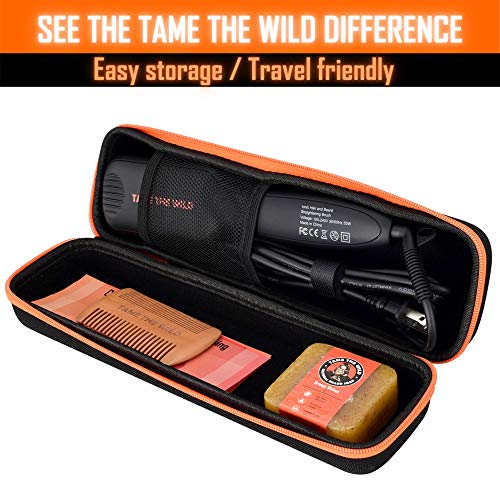 TAME THE WILD Elite Beard Straightener Brush Kit-ION Technology-Portable Anti...