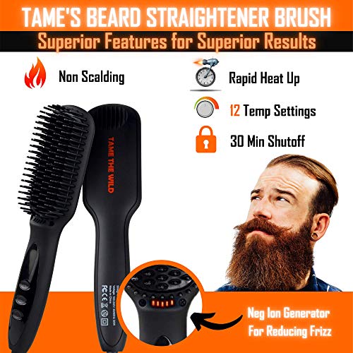 Tame the Wild Professional Beard Straightener Kit - Heated Beard Brush for Me...