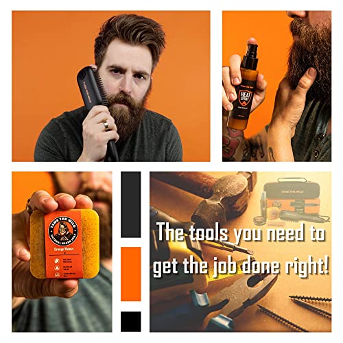 Tame the Wild Professional Beard Straightener Kit - Heated Beard Brush for Me...
