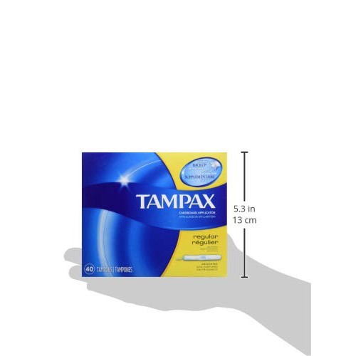Tampax Cardboard Applicator Tampons, Regular, Unscented, 40 Count