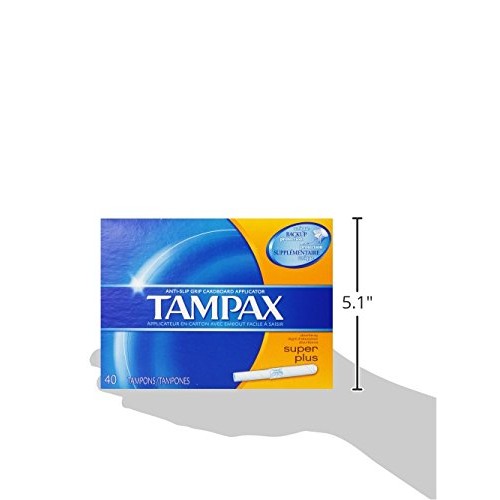 Tampax Cardboard Applicator Tampons, Super Plus Absorbency, Unscented, 40 Count