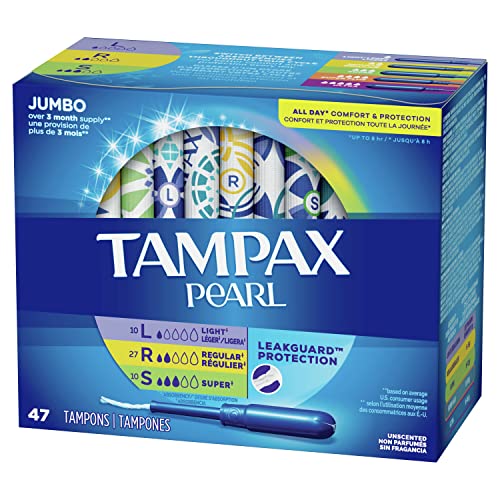 Tampax Pearl Plastic Tampons, Multipack, Light/Regular/Super Absorbency, Unsc...