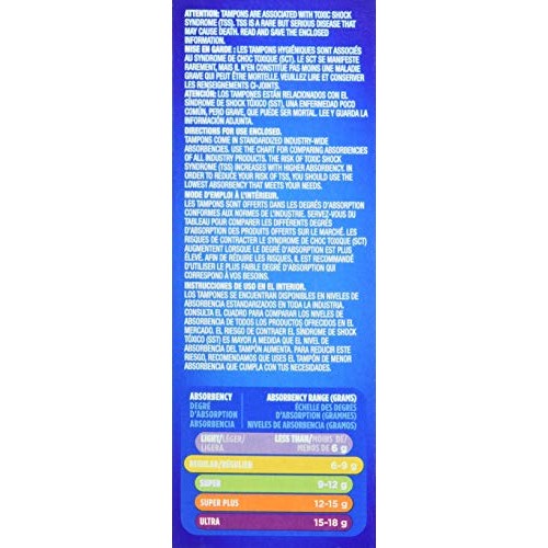 Tampax Pearl Plastic Unscented Tampons, Regular Absorbency, Blue, 18 Count