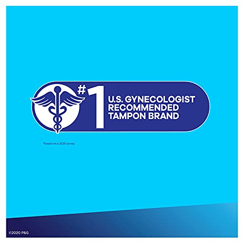 Tampax Pearl Plastic Unscented Tampons, Regular Absorbency, Blue, 18 Count