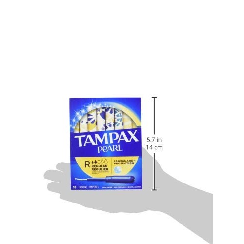 Tampax Pearl Plastic Unscented Tampons, Regular Absorbency, Blue, 18 Count