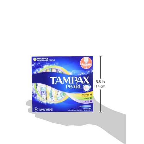 Tampax Pearl Tampons, Light/Regular/Super Absorbency with LeakGuard Braid, Tr...