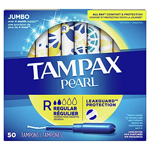 Tampax Pearl Tampons Regular Absorbency with BPA-Free Plastic Applicator and ...