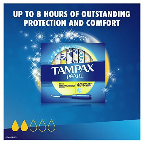 Tampax Pearl Tampons Regular Absorbency with LeakGuard Braid, Unscented, 36 C...