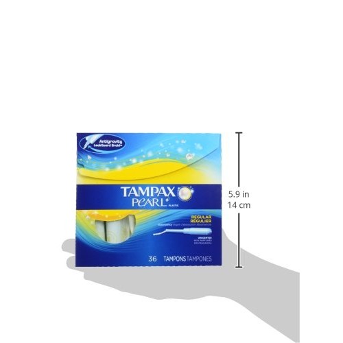 Tampax Pearl Tampons Regular Absorbency with LeakGuard Braid, Unscented, 36 C...