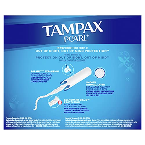 Tampax Pearl Tampons Super Plus Absorbency, 100 Count, BPA-Free Plastic Appli...