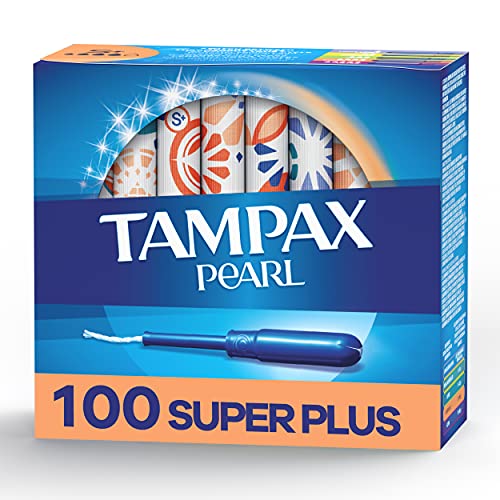 Tampax Pearl Tampons Super Plus Absorbency, 100 Count, BPA-Free Plastic Appli...