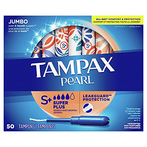 Tampax Pearl Tampons Super Plus Absorbency with BPA-Free Plastic Applicator a...