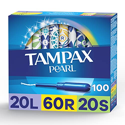 Tampax Pearl Tampons Trio Pack, Light, Regular, Super Absorbency, BPA-Free Pl...