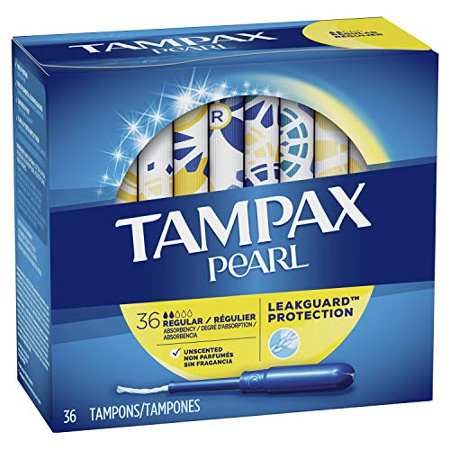 Tampax Pearl Tampons with Plastic Applicator, Regular Absorbency, Unscented, ...