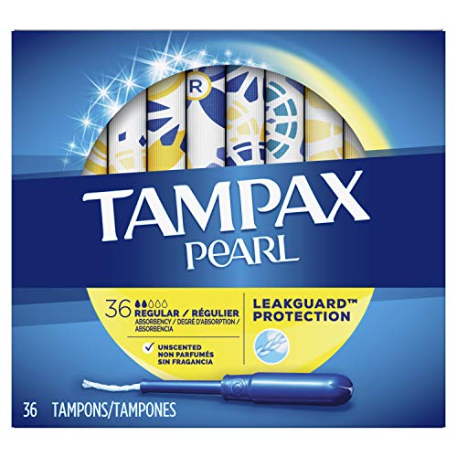 Tampax Pearl Tampons with Plastic Applicator, Regular Absorbency, Unscented, ...