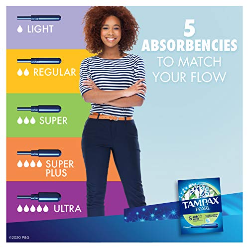 Tampax Pearl Tampons with Plastic Applicator, Super Absorbency, 200 Count, Un...